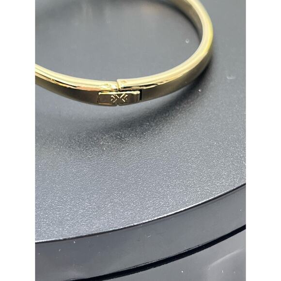 Skagen Gold Plated Hinged Pave knob ends Crossover Pebble Bangle Bracelet - Picture 7 of 13
